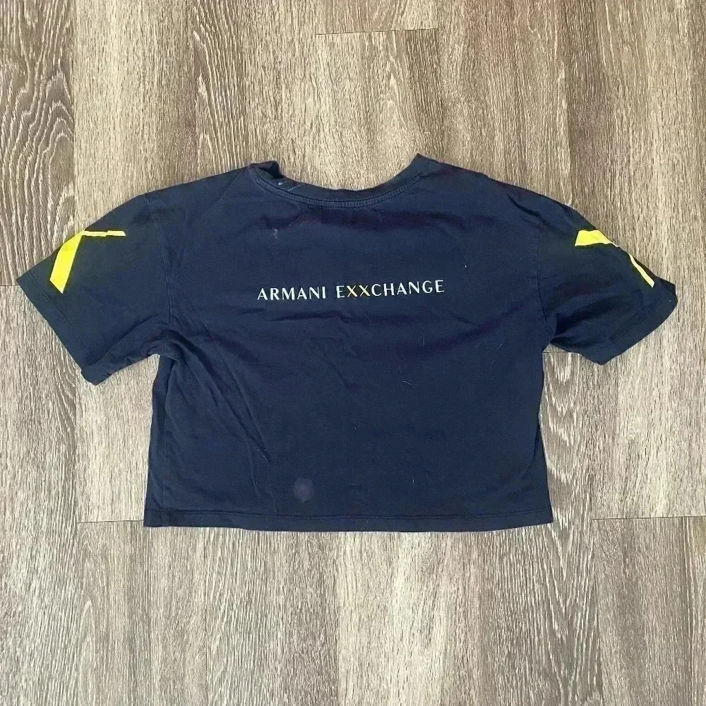 Womens Armani Exchange Black Cropped Tee - XS